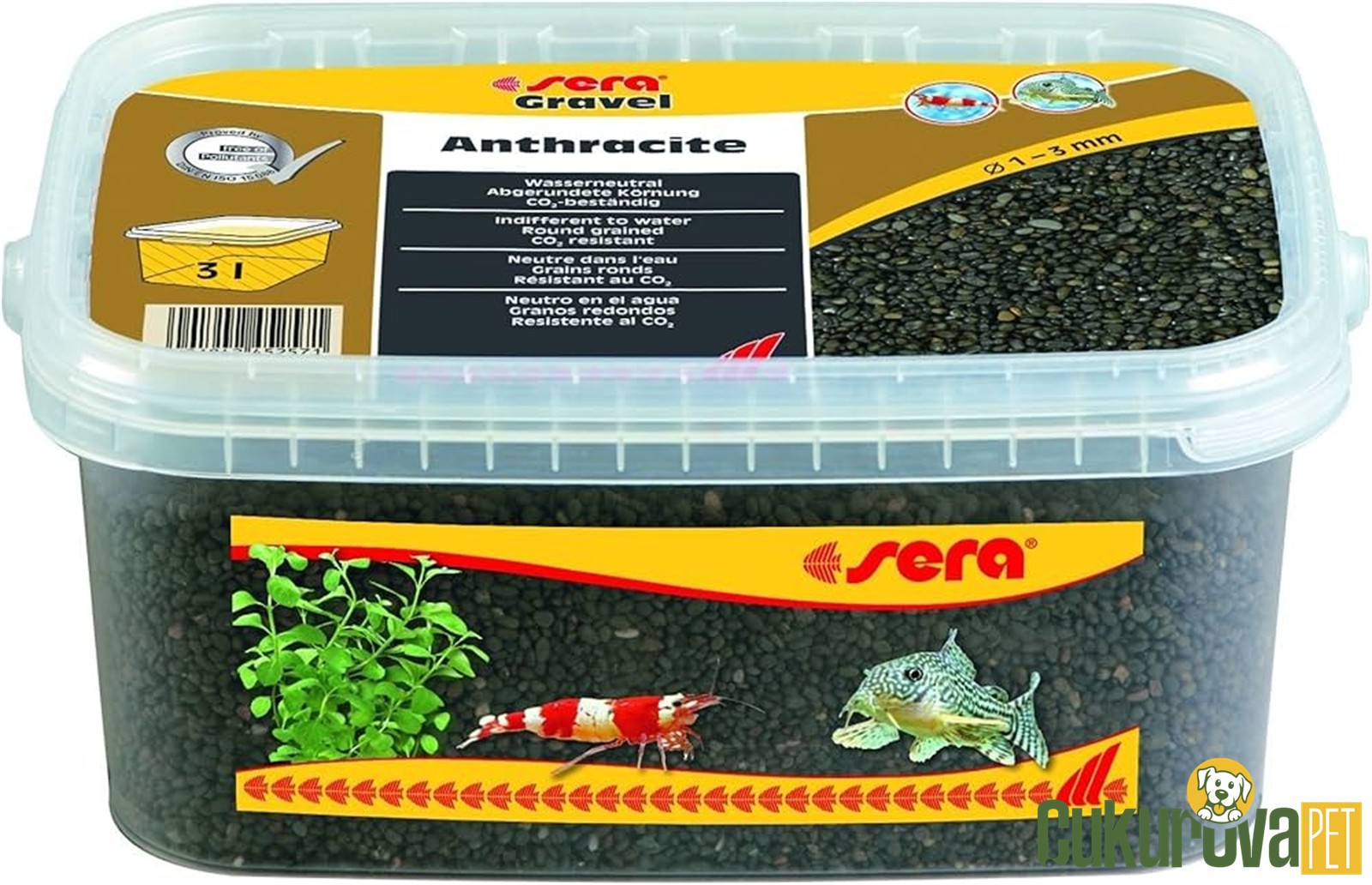 Sera Gravel Anthracite Akvaryum Kumu Antrasit 1 - 3 Mm / 3 L