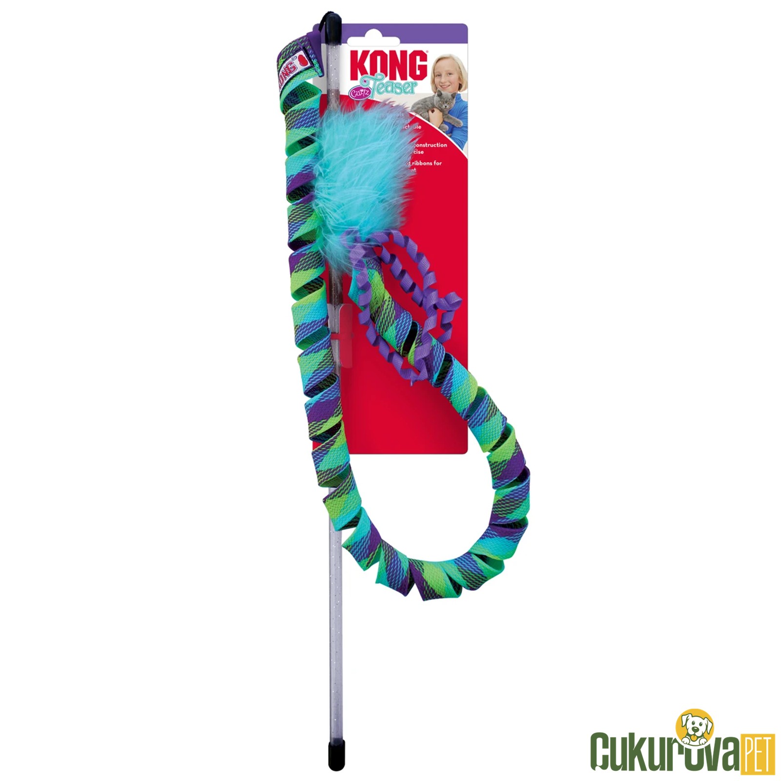 Kong Tüylü ve Oyuncaklı Kedi Oltası 40 Cm