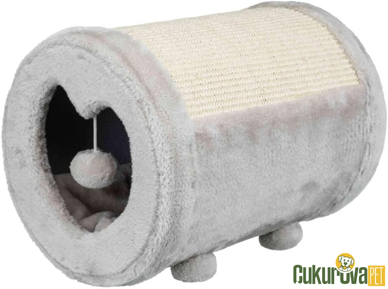Trixie Tırmalamalı ve Oyuncaklı Kedi Evi Gri 27 x 39 Cm