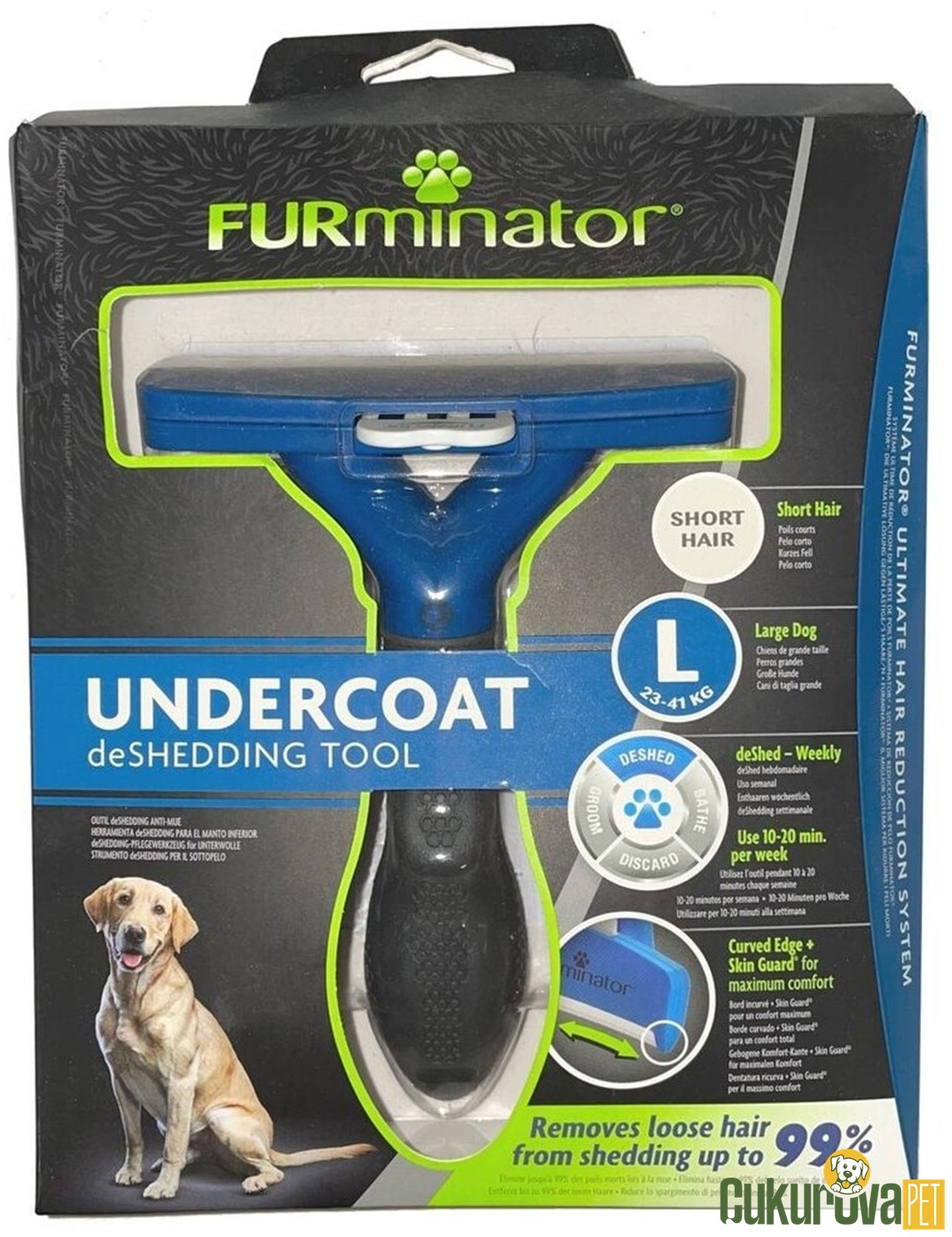 Furminator UnderCoat Short Hair Kısa Tüylü Köpek Tarağı L - 9.5 Cm