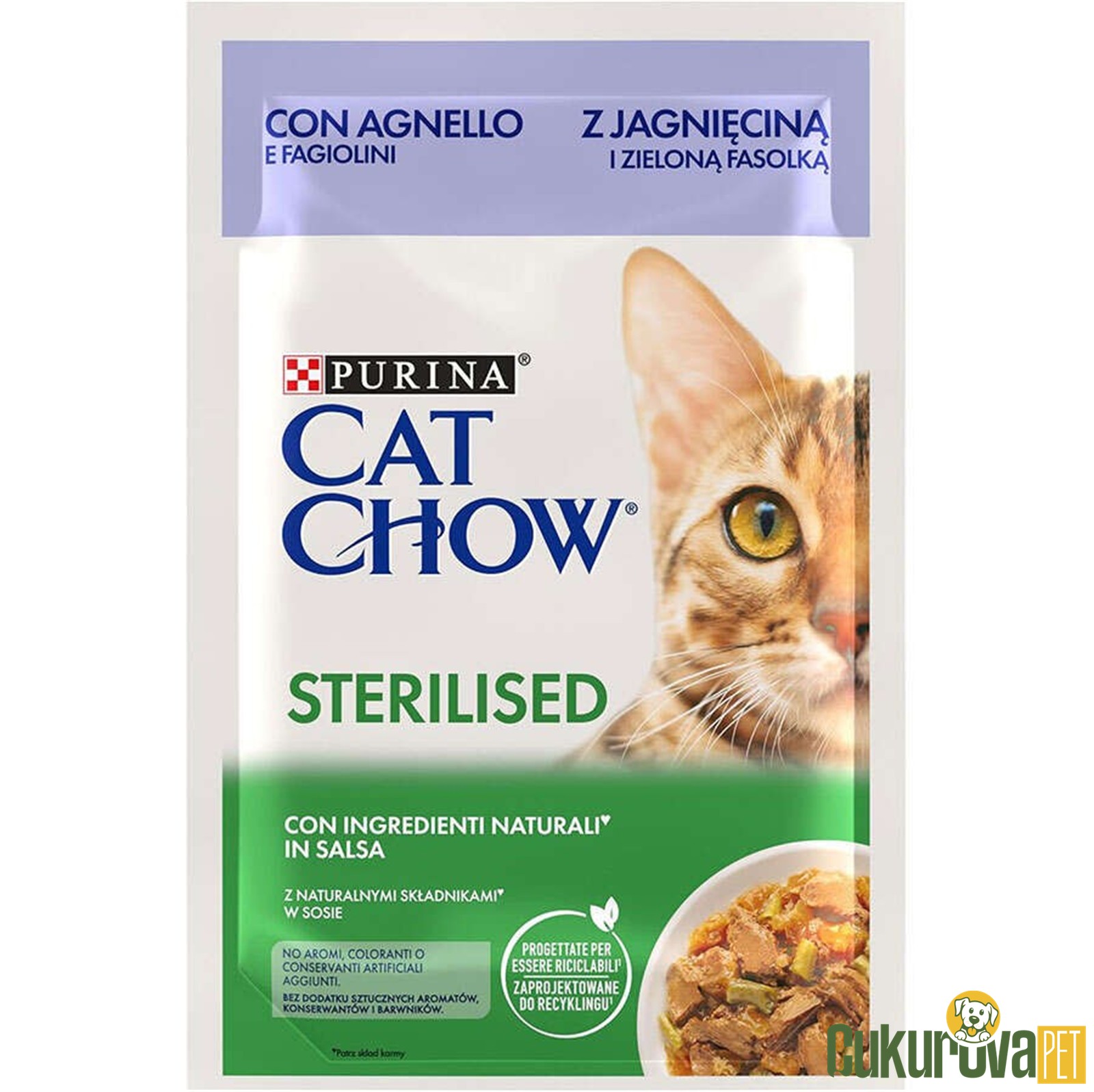 Cat Chow Sterilised Kuzu Etli ve Yeşil Fasulyeli Kısırlaştırılmış Kedi Yaş Maması 85 Gr