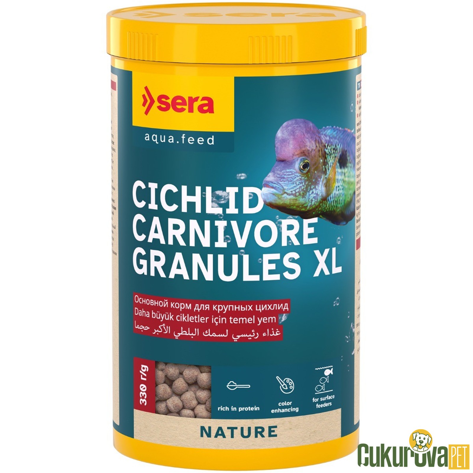 Sera Cichlid Carnivore Granules Xl Nature Granül Yem 1000 Ml - 330 Gr