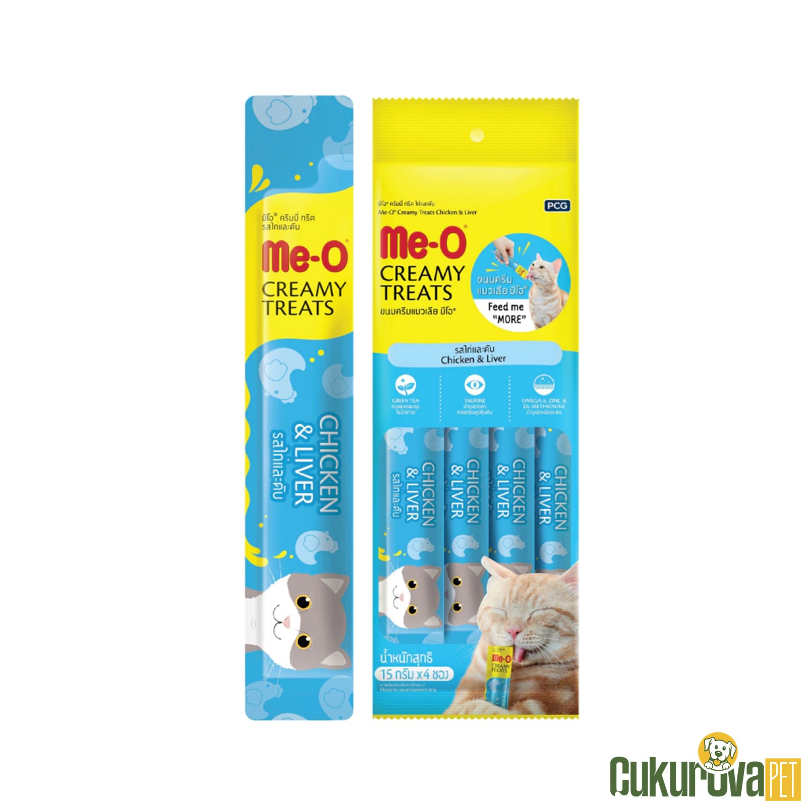 Me-O Creamy Treat Tavuklu ve Tavuk Ci̇ğerli Kedi Ödül Kreması 4 x 15 Gr