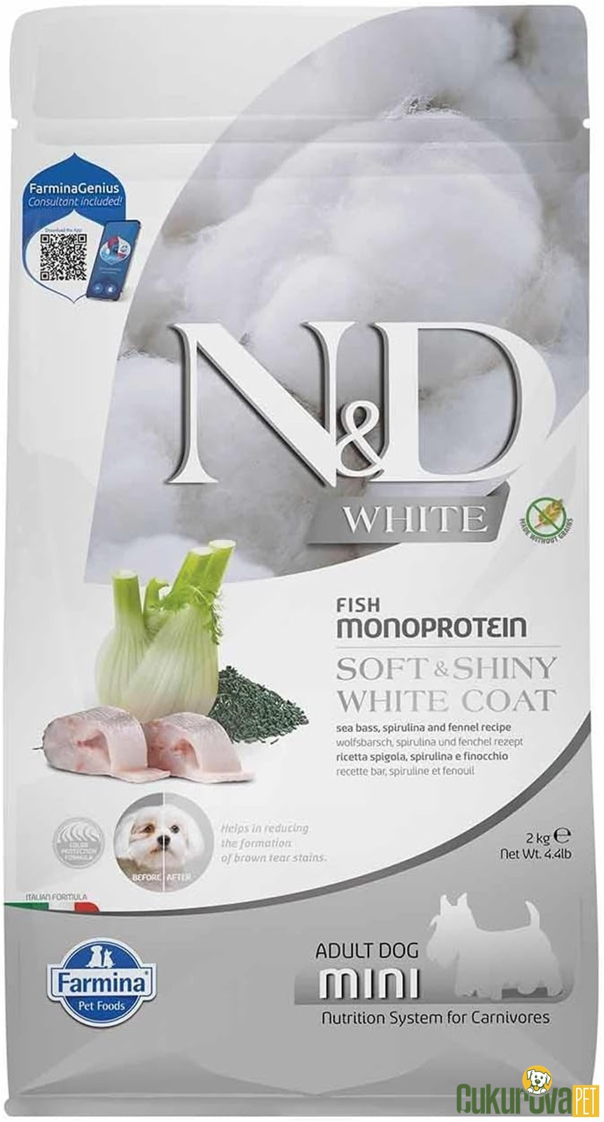 N&D White Adult Mini Levrekli Rezeneli Ve Spirulinalı Yetişkin Köpek Maması 2 Kg