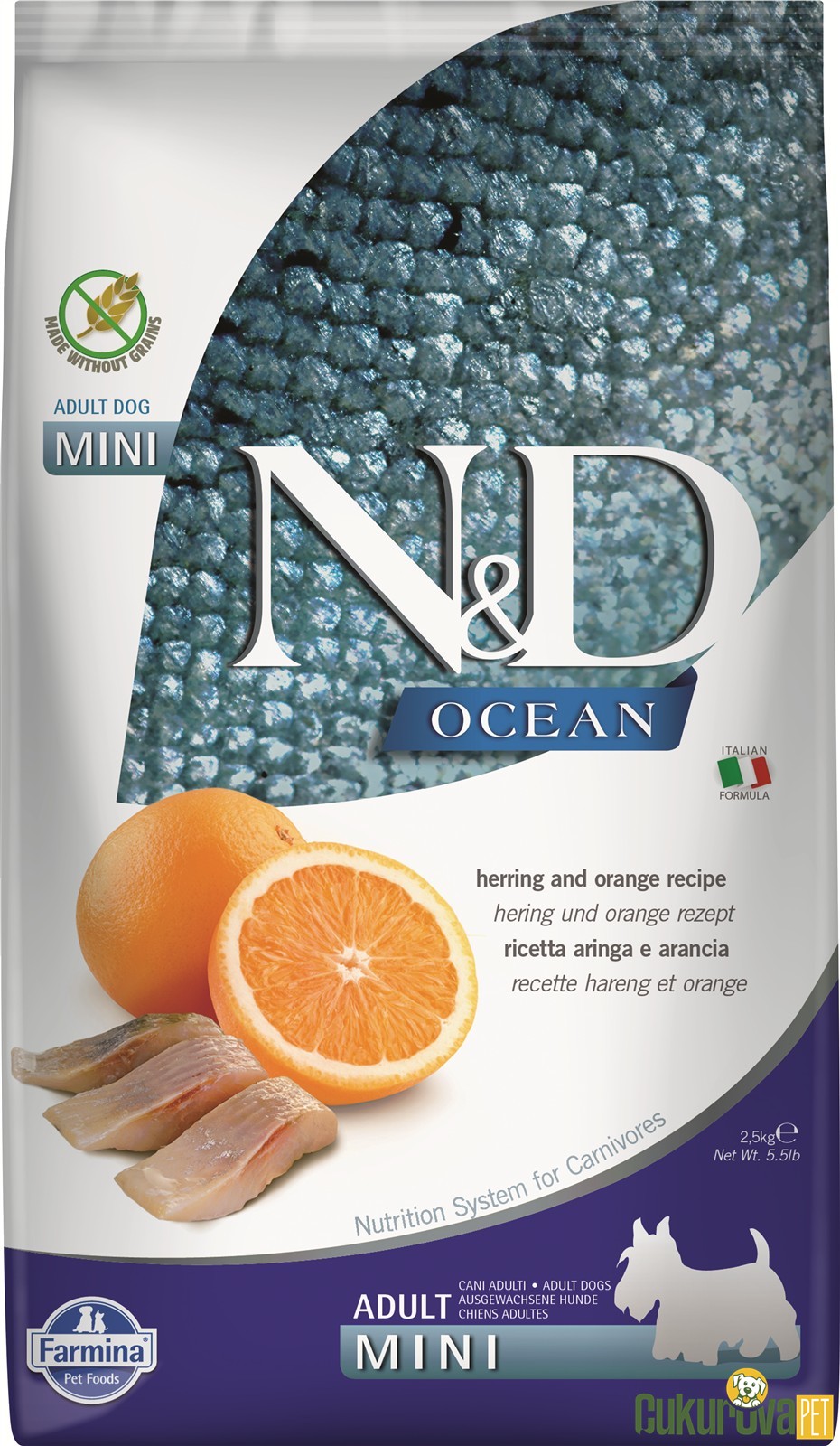 N&D Ocean Adult Mini Ringa Balıklı Ve Portakallı Yetişkin Köpek Maması 2.5 Kg