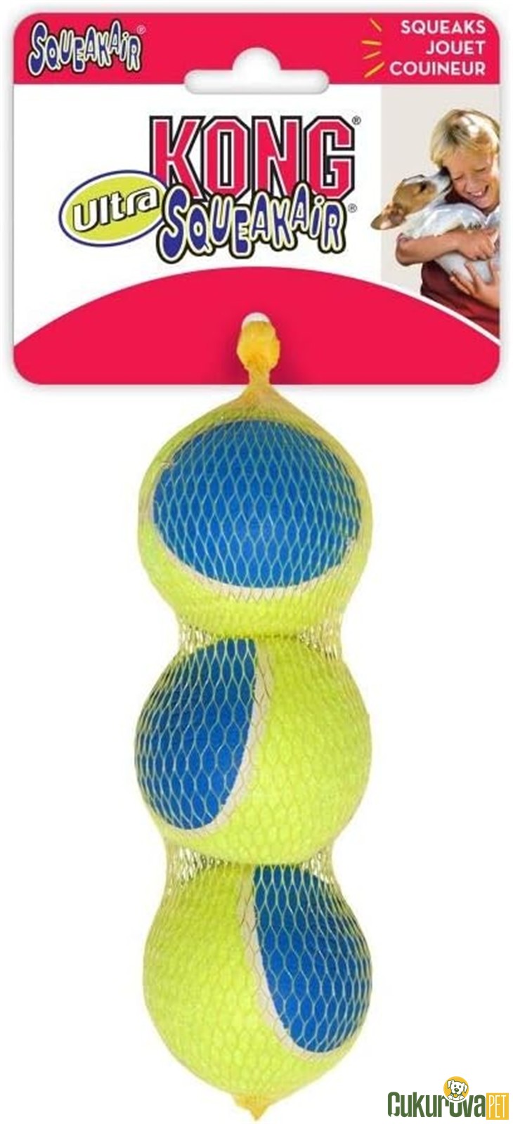 Kong Squekair Top Köpek Oyuncağı 3 Adet - 6 Cm