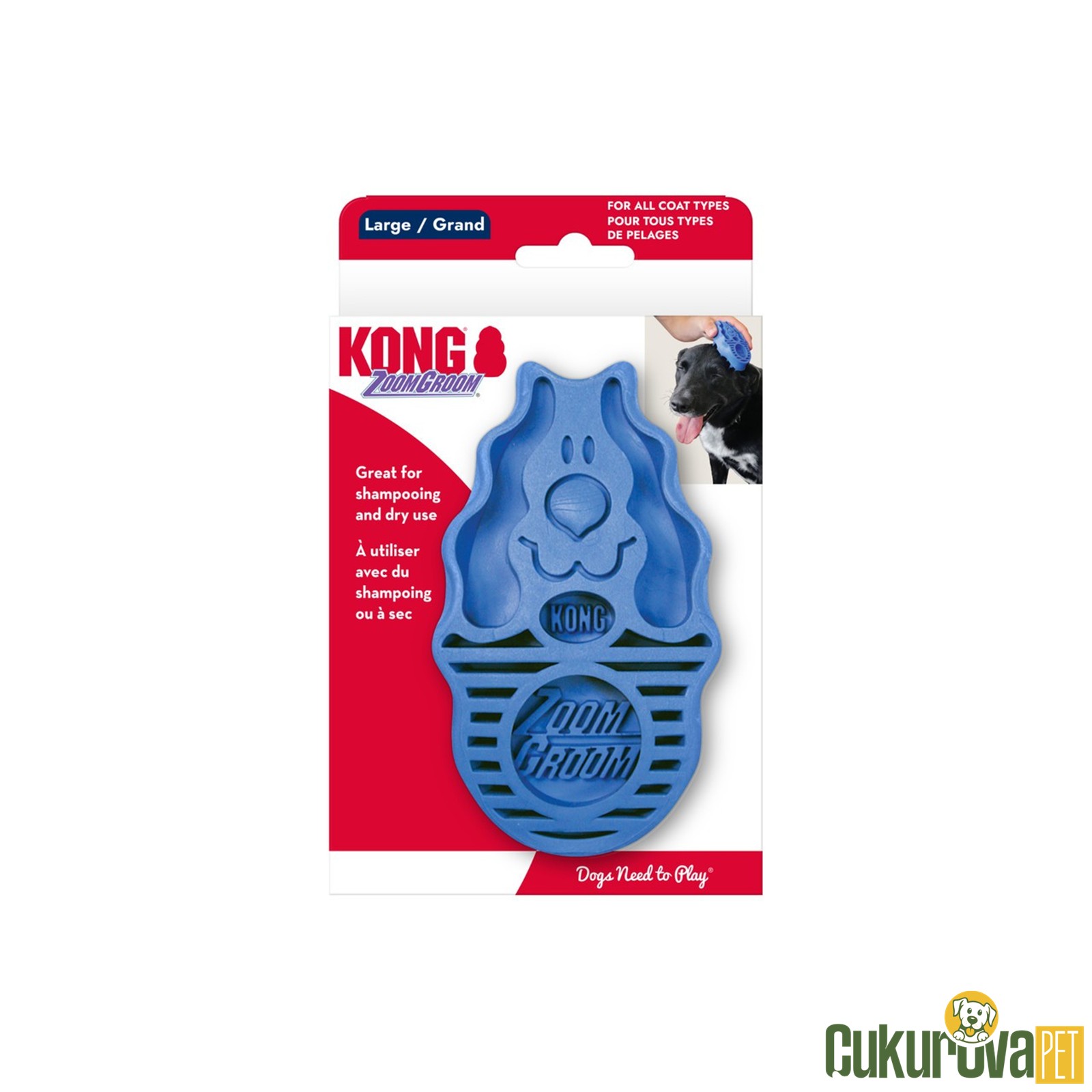 Kong Zoom Groom Köpek Tarağı 11 cm Masaj Etkili Kauçuk Fırça