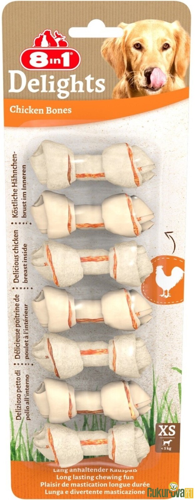 8 In 1 Delights Chicken Bones Tavuklu Köpek Ödül Kemiği XS / 7 Adet - 85 Gr