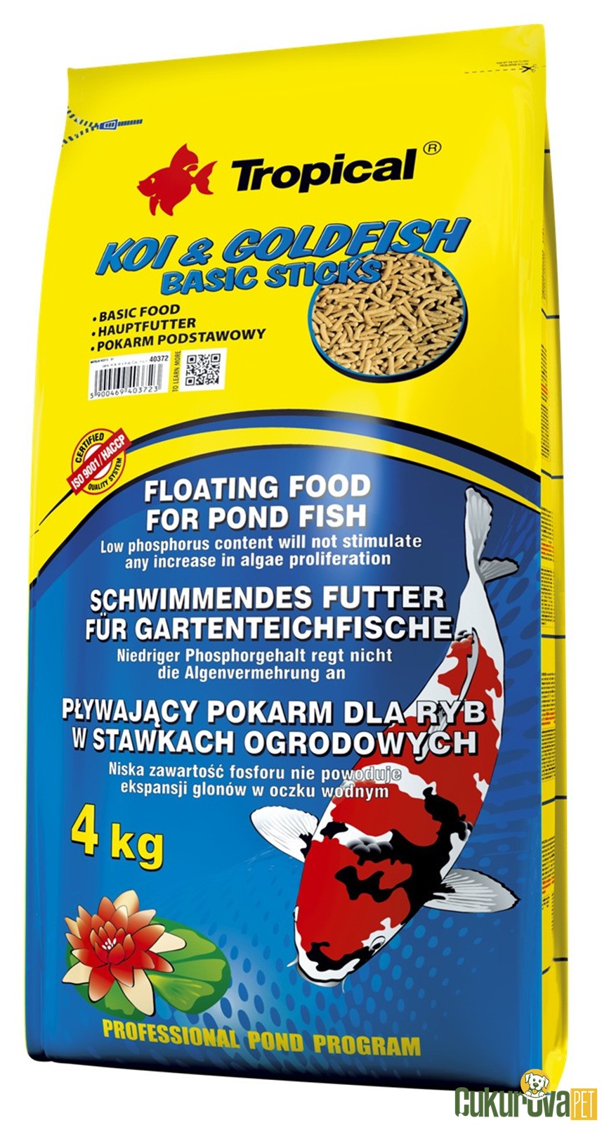 Tropical Koi&Goldfish Basic Sticks Havuz Yemi 4 Kg
