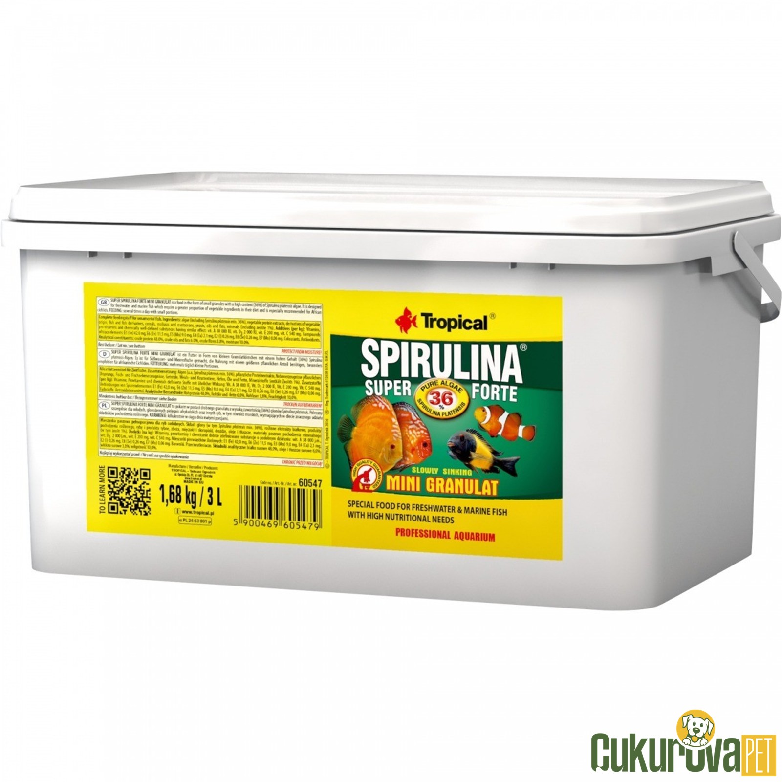 Tropical Spirulina Super Forte Mini Granulat Granül Yem 3 L - 1.68 Kg