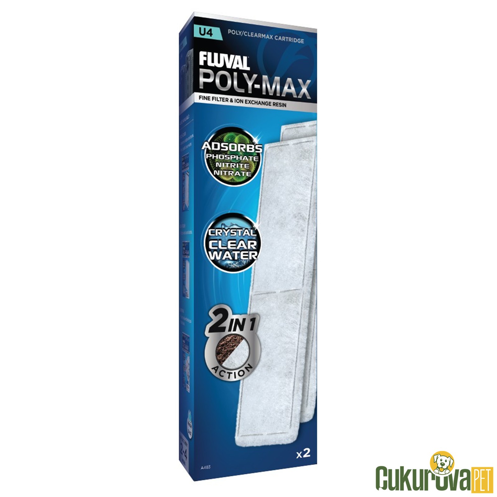 Fluval U4 Poly-Max Phosphate Nitrate / Fosfat Nitrat Yok Edici Filtre Süngeri 2 Adet