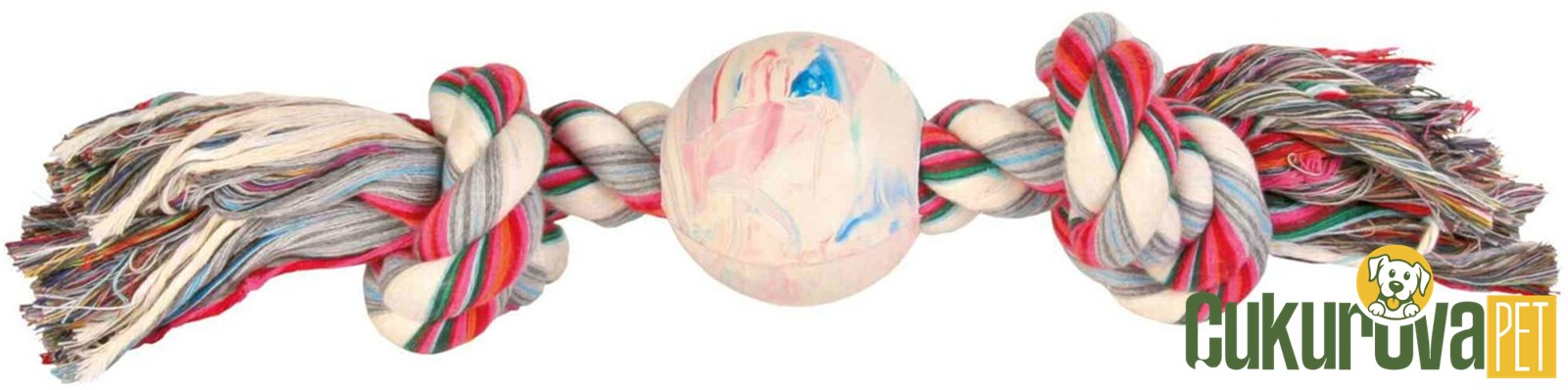 Trixie Dental Kauçuk Toplu İp Köpek Oyuncağı Karışık Renkli - 36 Cm