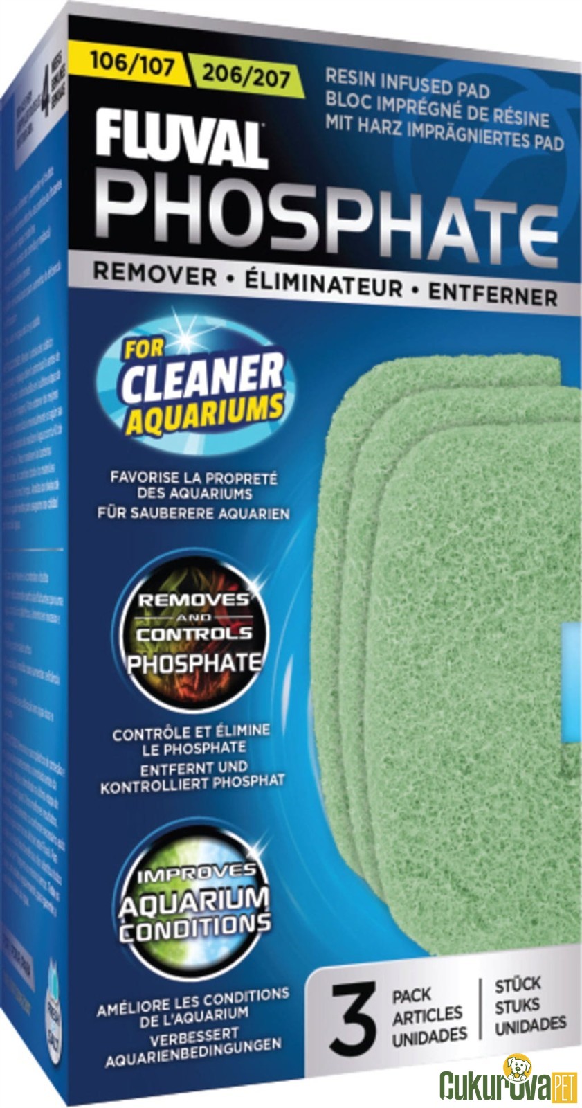 Fluval Phosphate Remover / Fosfat Yok Edici 106/107 - 206/207 İçin Filtre Süngeri 3 Adet