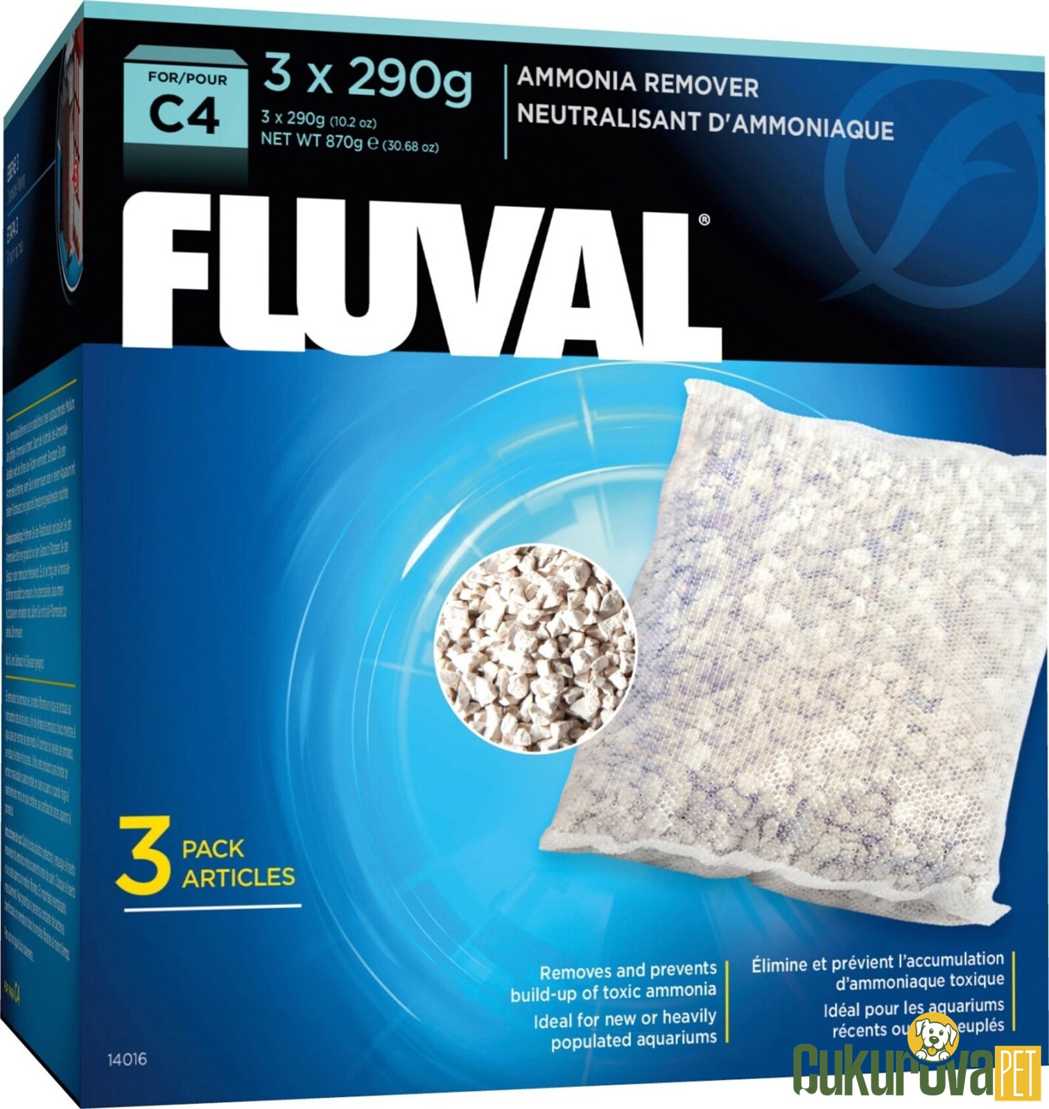 Fluval C4 Ammonia Remover / Amonyak Giderici Biyolojik Filtre Malzemesi 3 x 290 Gr