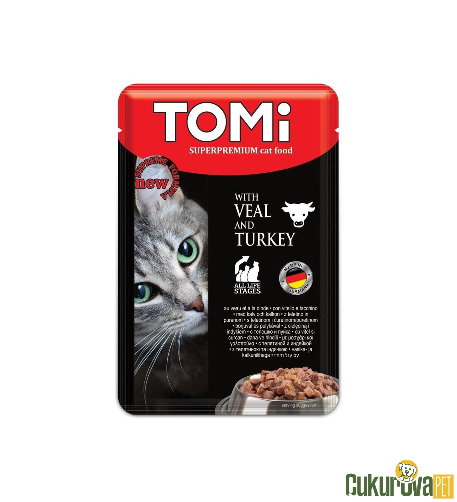Tomi Dana Etli ve Hindili Yetişkin Kedi Yaş Maması 100 Gr