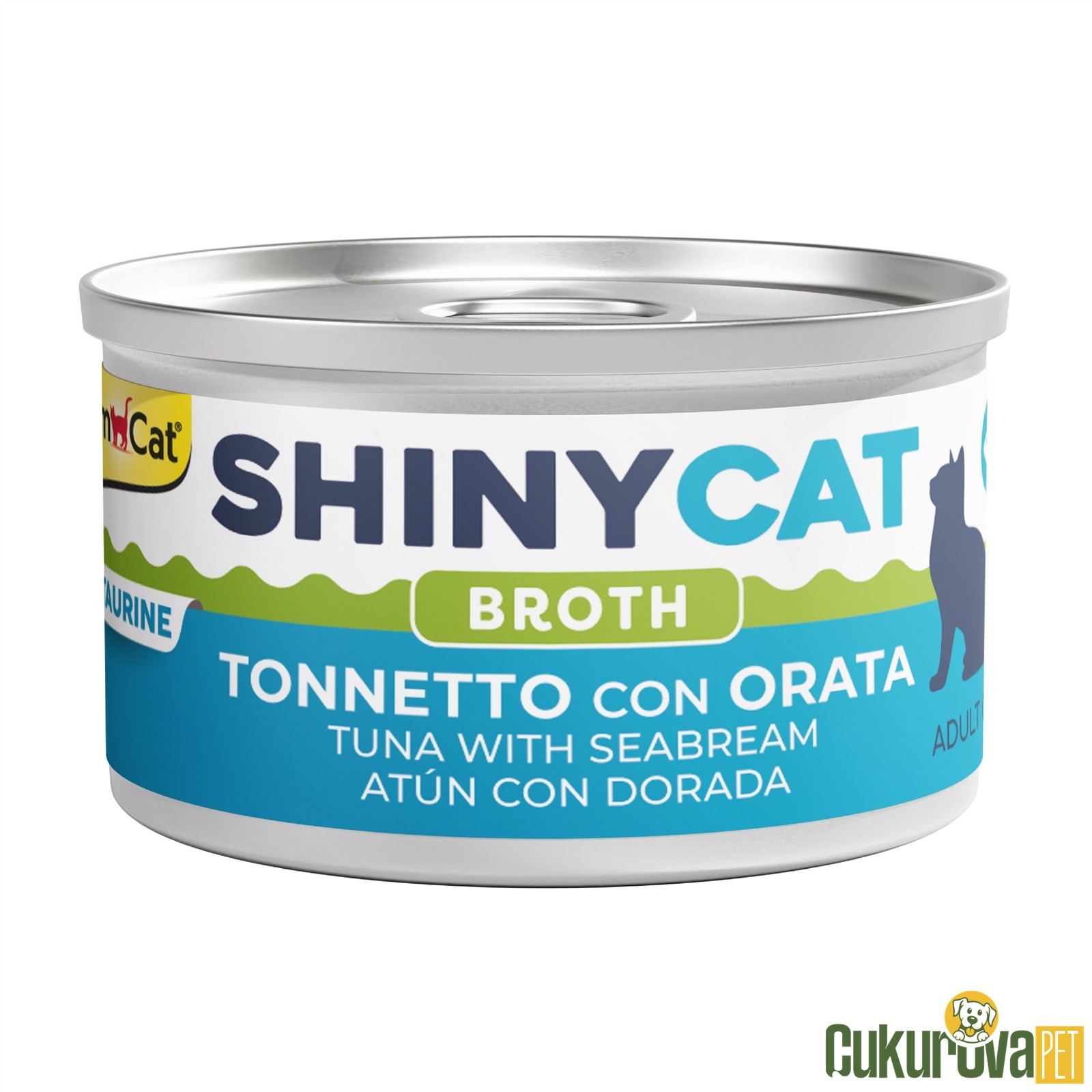 GimCat ShinyCat Broth Adult Çipura ve Ton Balıklı Yetişkin Kedi Yaş Maması 70 Gr