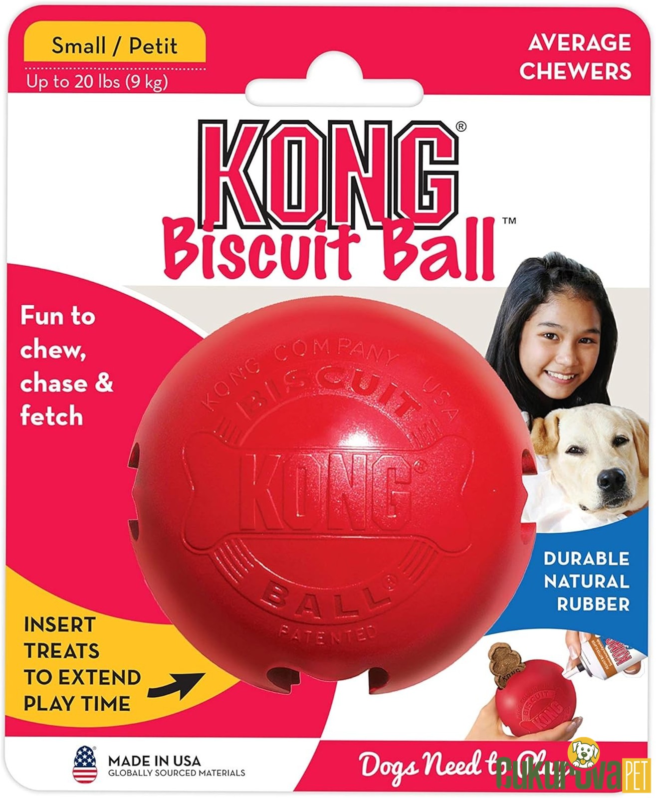 Kong Biscuit Ball Top Köpek Oyuncağı Kırmızı S / 5.5 Cm