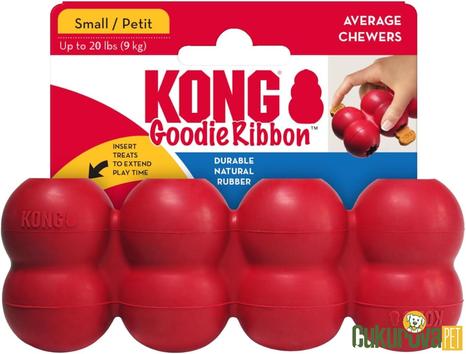 Kong Goodie Ribbon Ödül Hazneli Köpek Oyuncağı Kırmızı - S / 13 Cm