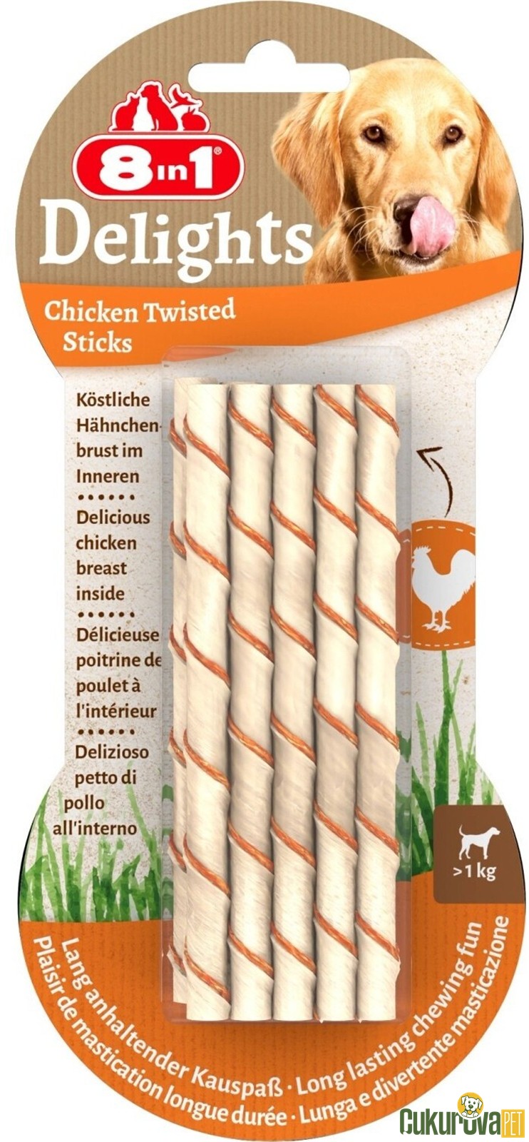 8 In 1 Delights Chicken Twisted Sticks Tavuklu Köpek Ödül Çubuğu 10 Adet - 55 Gr