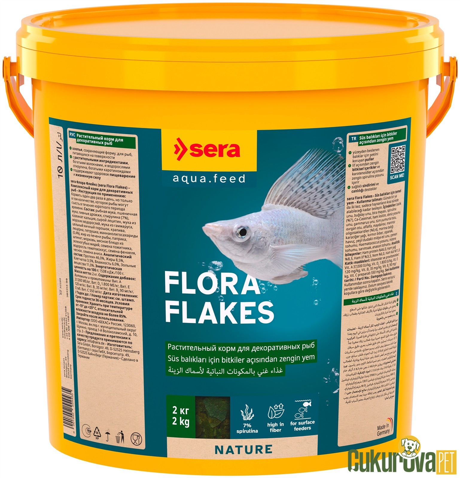 Sera Flora Flakes Nature Pul Yem 10 L - 2 Kg
