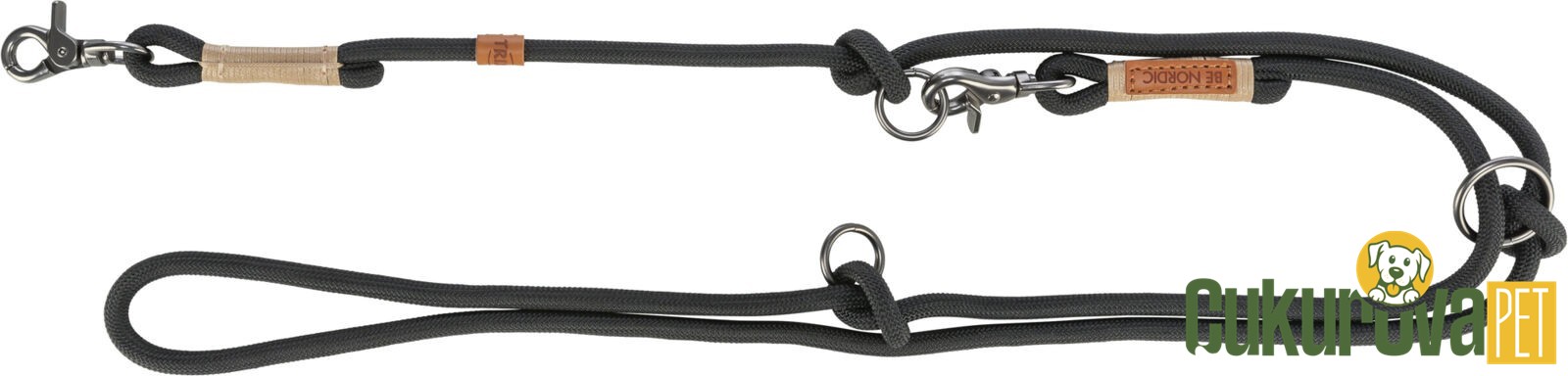 Trixie Be Nordıc Ayarlanabilir Köpek Gezdirme Kayışı L - XL, Siyah - Kum Beji, 2 M x 13 Mm