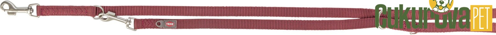 Trixie Premium Çift Katmanlı Ayarlanabilir Köpek Gezdirme Kayışı M - L, Bordo, 2 M x 20 Mm