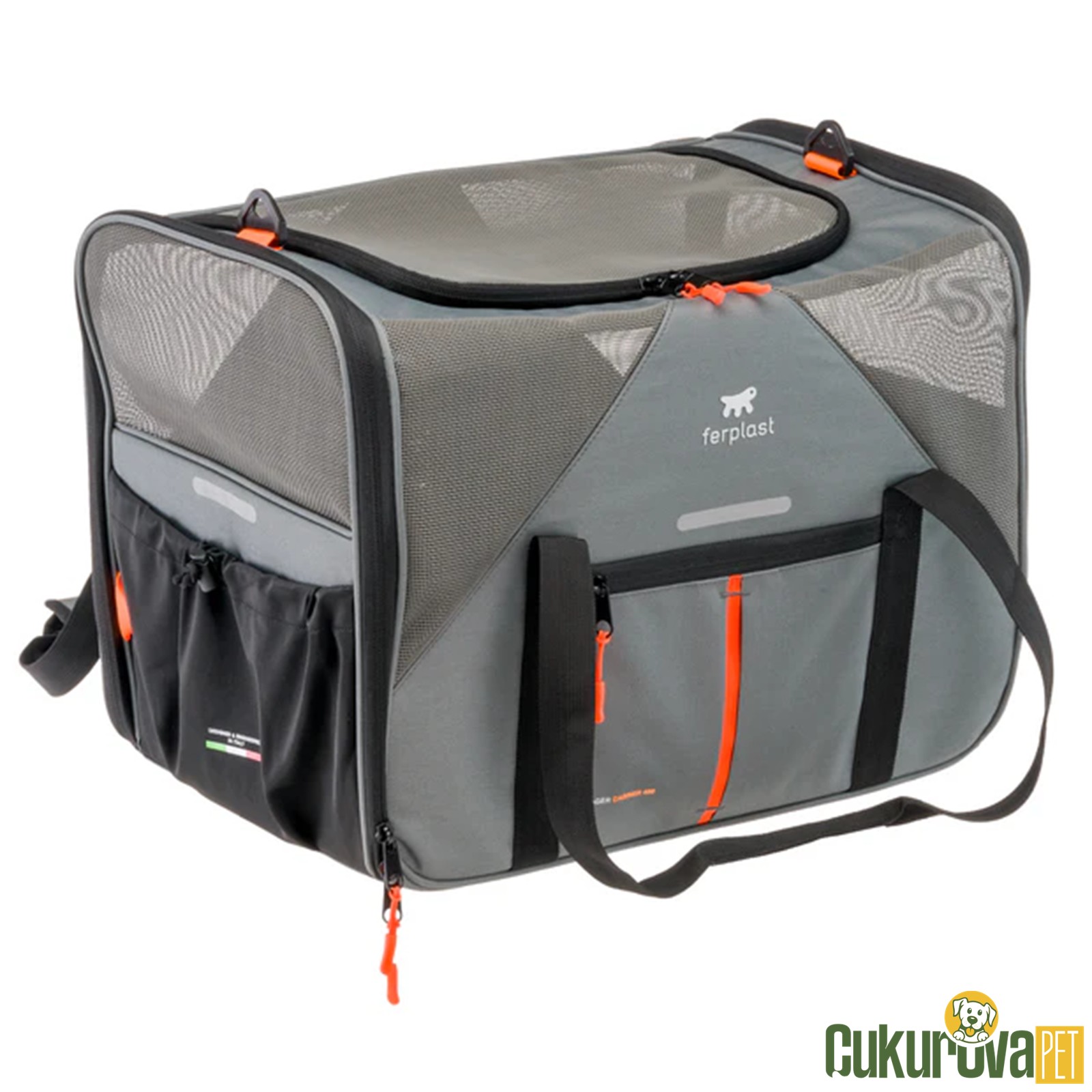 Ferplast Voyager 450 Kumaş Kedi & Köpek Taşıma Çantası Gri - 50 x 33 x 37 Cm