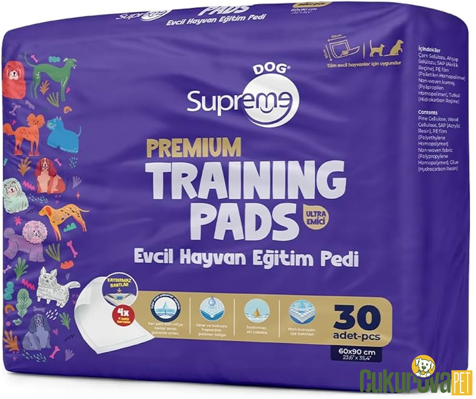 Supreme Dog Premium Köpek Eğitim Pedi 60 x 90 Cm / 30 Adet