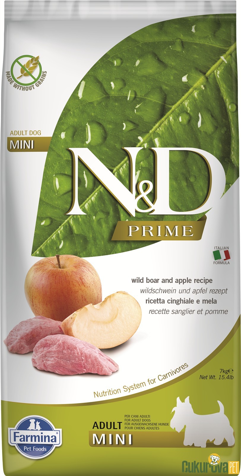 N&D Prime Adult Mini Yaban Domuzlu Ve Elmalı Yetişkin Köpek Maması 7 Kg