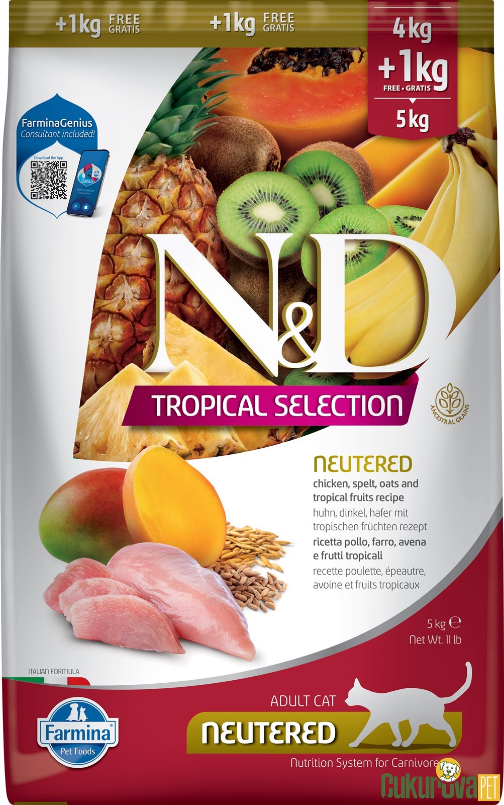 N&D Tropical Selection Tavuklu Ve Tropikal Meyveli Kısırlaştırılmış Kedi Maması 5 Kg