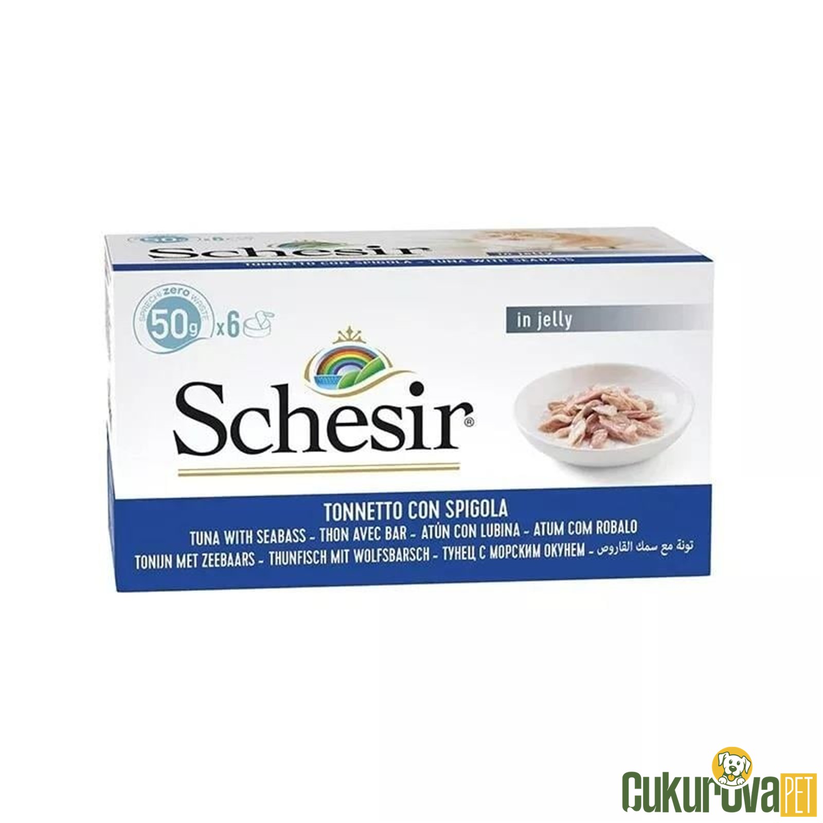 Schesir Ton Balıklı Ve Levrekli Jöle İçinde Yetişkin Kedi Konservesi 6 x 50 Gr