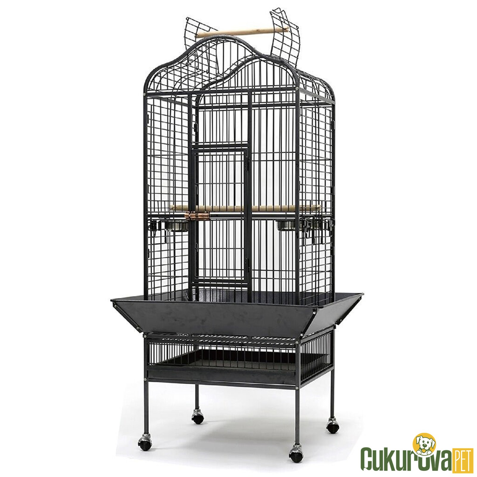 Dayang A14 Ayaklı Papağan Eğitim Kafesi Siyah - 61 x 56 x 156 Cm