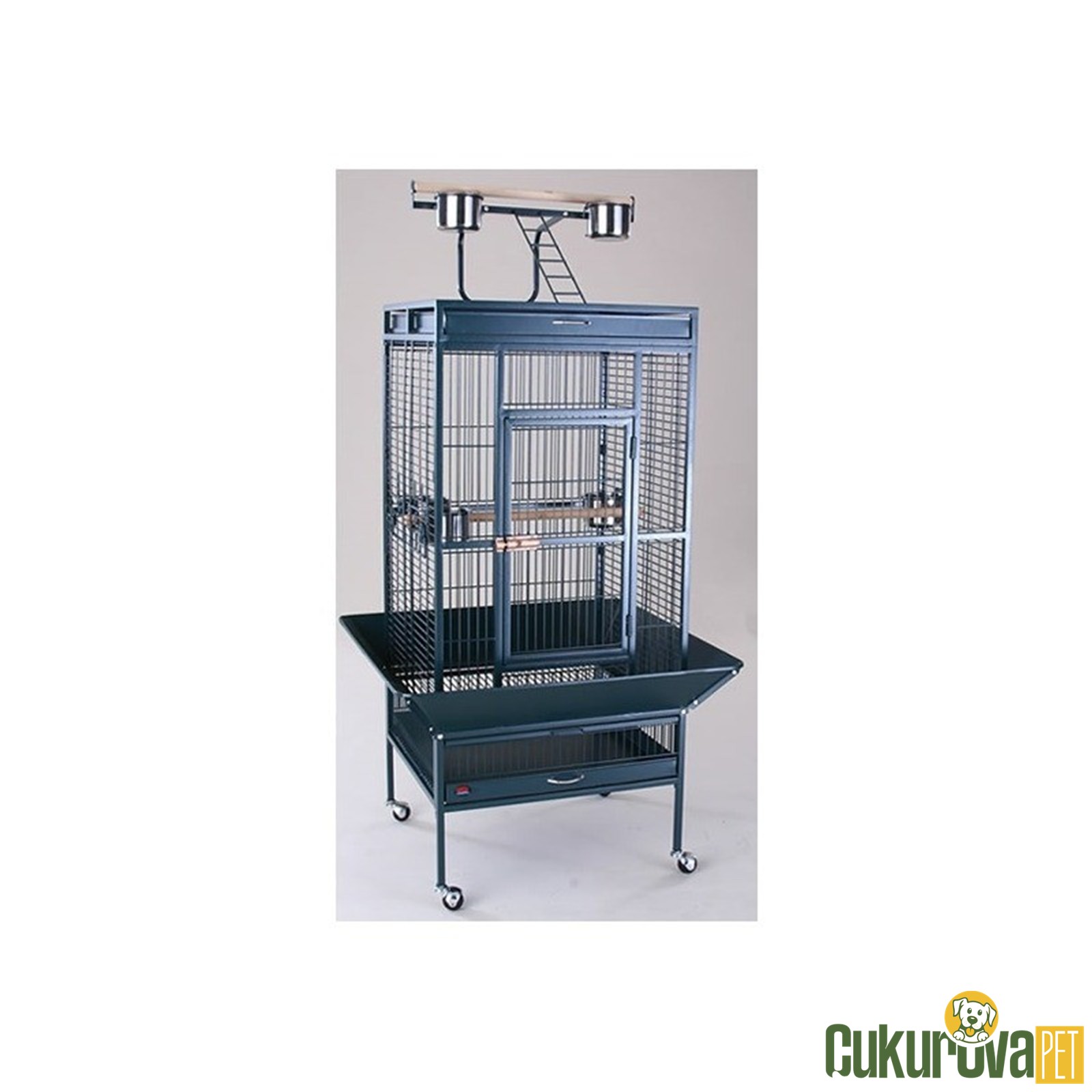 Dayang A11 Ayaklı Papağan Kafesi Siyah - 61 x 56 x 165 Cm