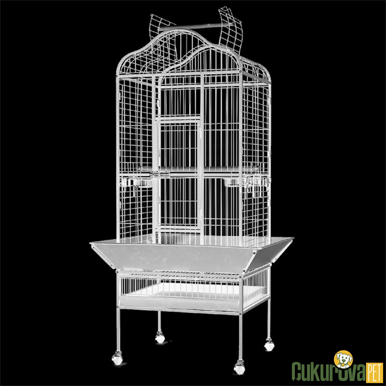 Dayang A14 Ayaklı Papağan Kafesi Beyaz - 61 x 56 x 156 Cm