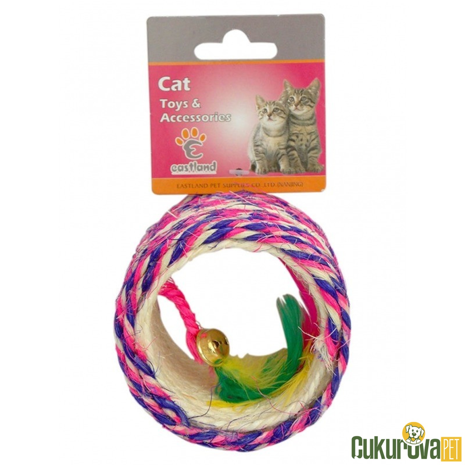 Eastland İpli Hasır Çıngıraklı Tüylü Kedi Oyuncağı 6 Cm