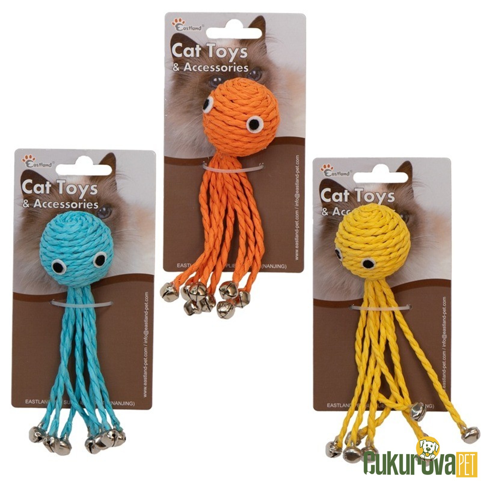Eastland Çıngıraklı Ahtapot Kedi Oyuncağı Karışık Renkli 12.5 Cm