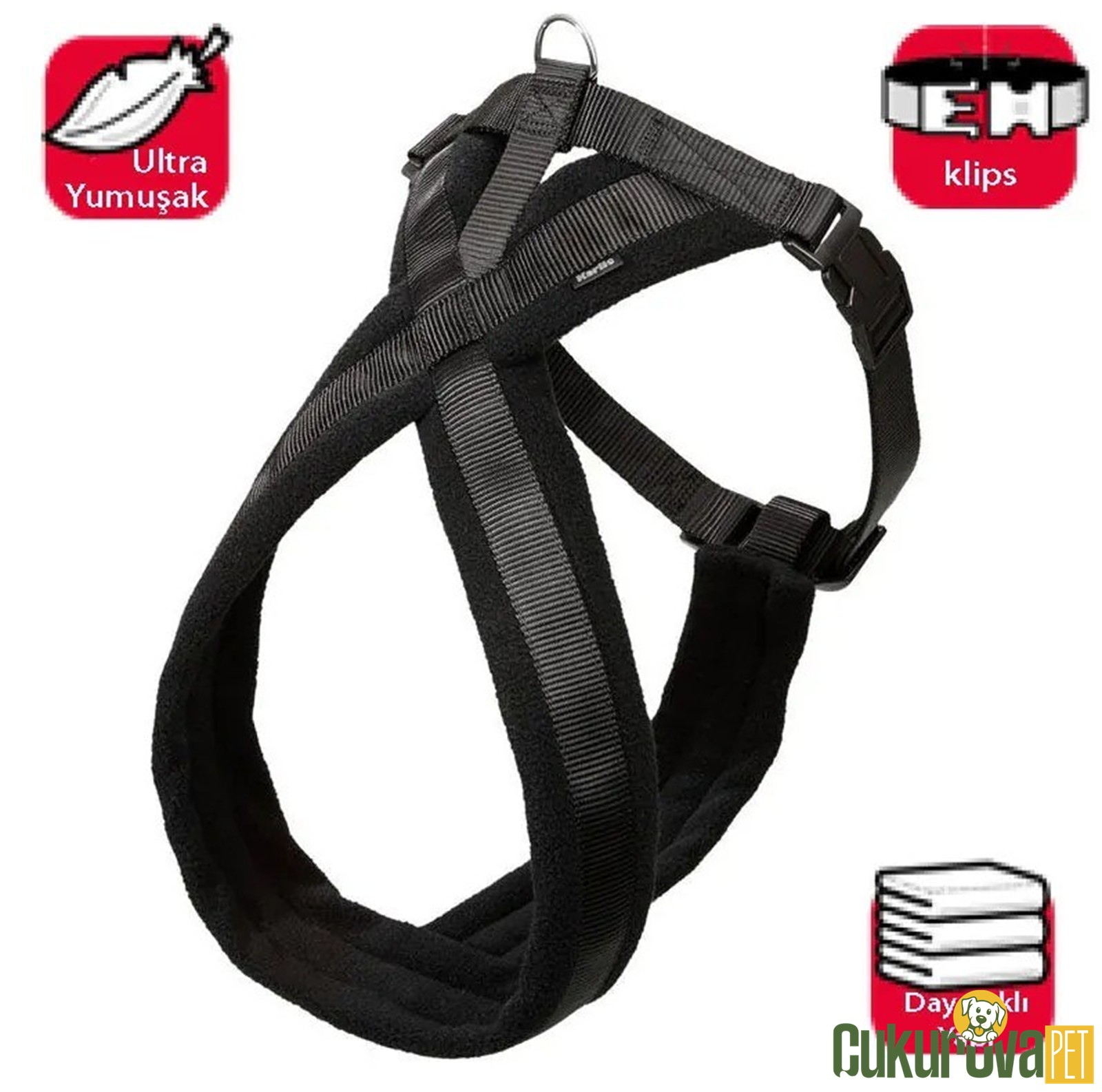 Karlie Yumuşak Köpek Göğüs Tasması Siyah - 42 x 50 Cm