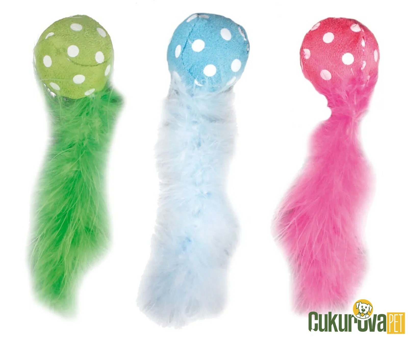 Karlie Kuyruklu Peluş Top Kedi Oyuncağı Karışık Renkli - 14 x 4 Cm