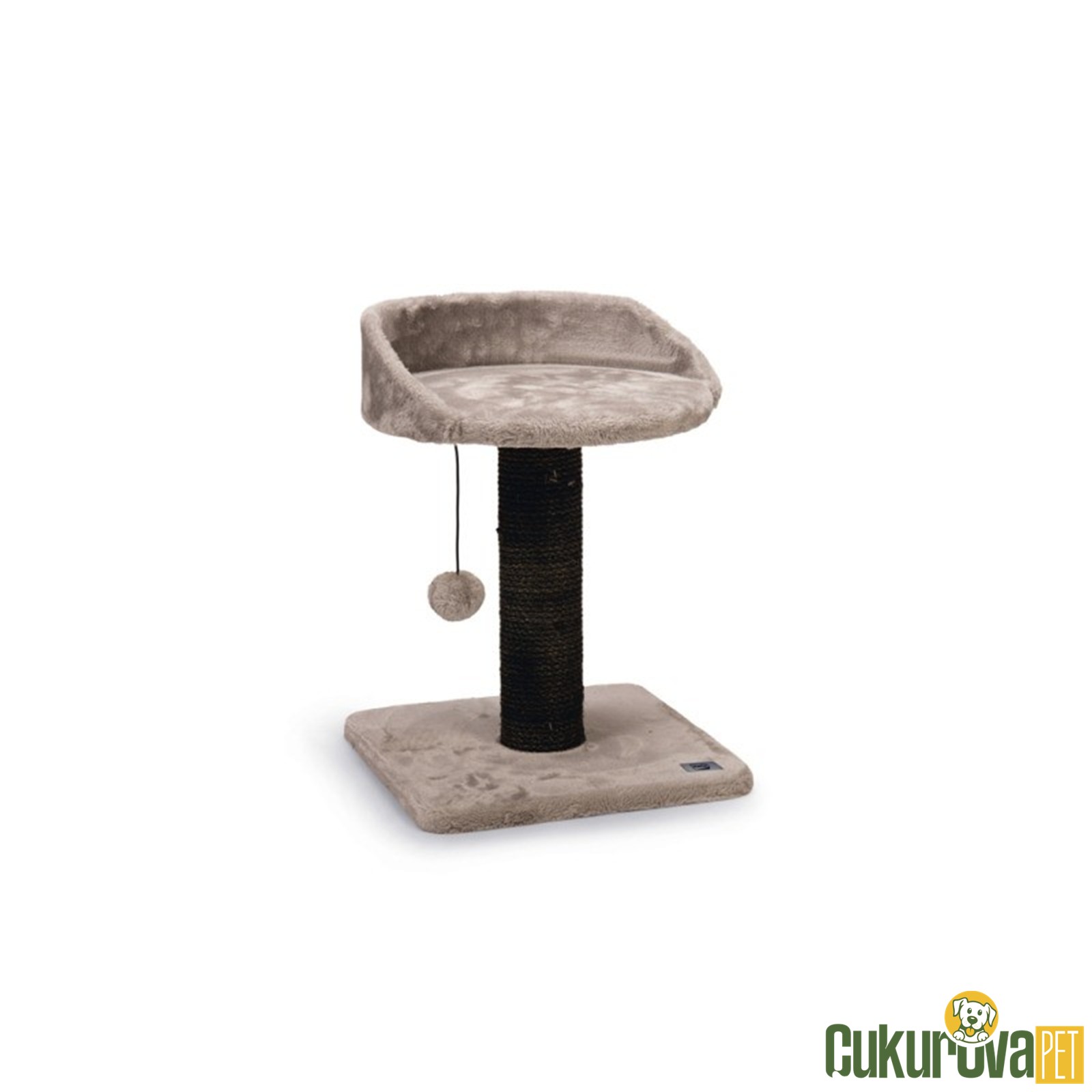 Karlie Peluş Top Oyuncaklı Tırmalama Tahtalı Kedi Yatağı Gri 35 x 35 x 50 Cm