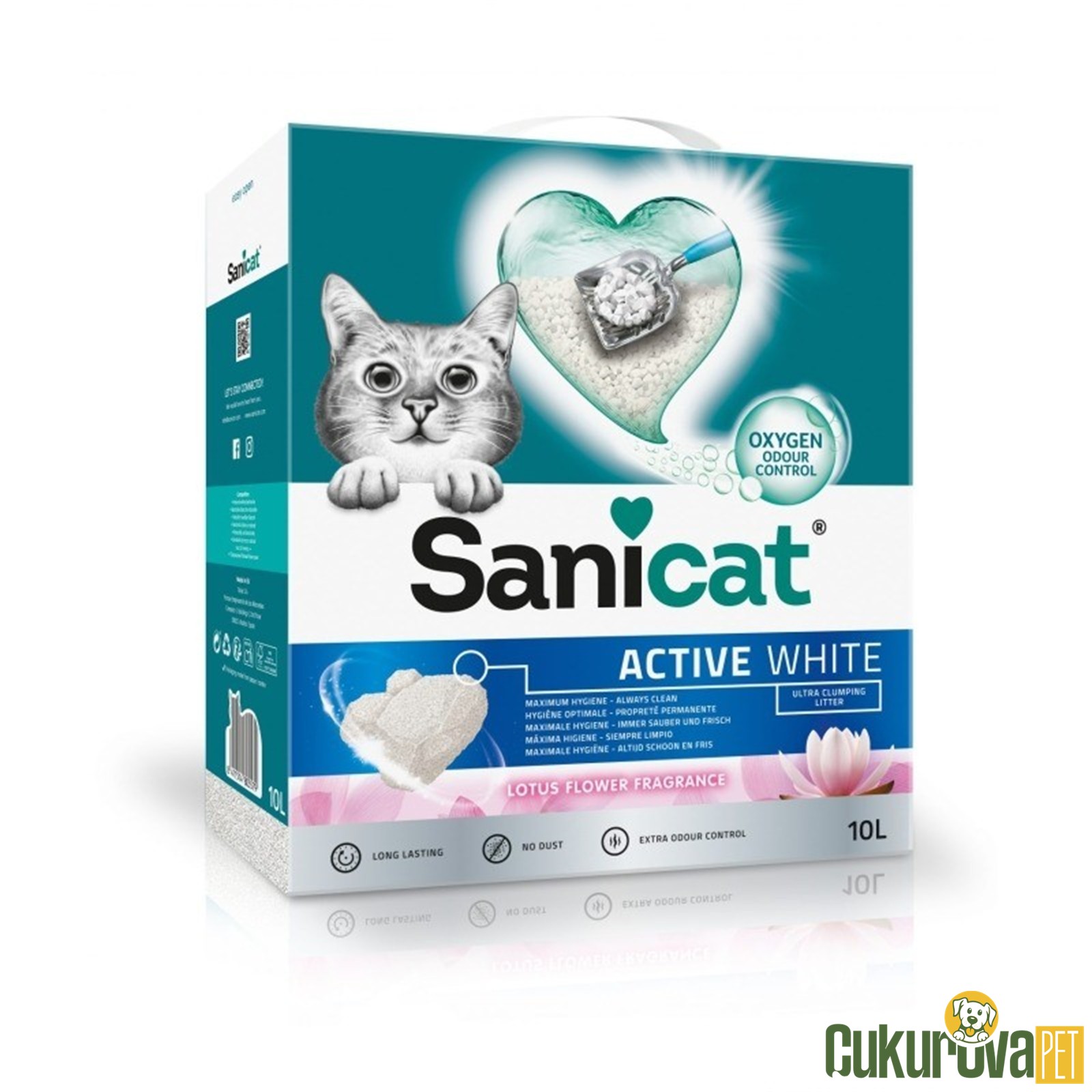 Sanicat Active White Lotus Çiçeği Kokulu Kedi Kumu 10 L