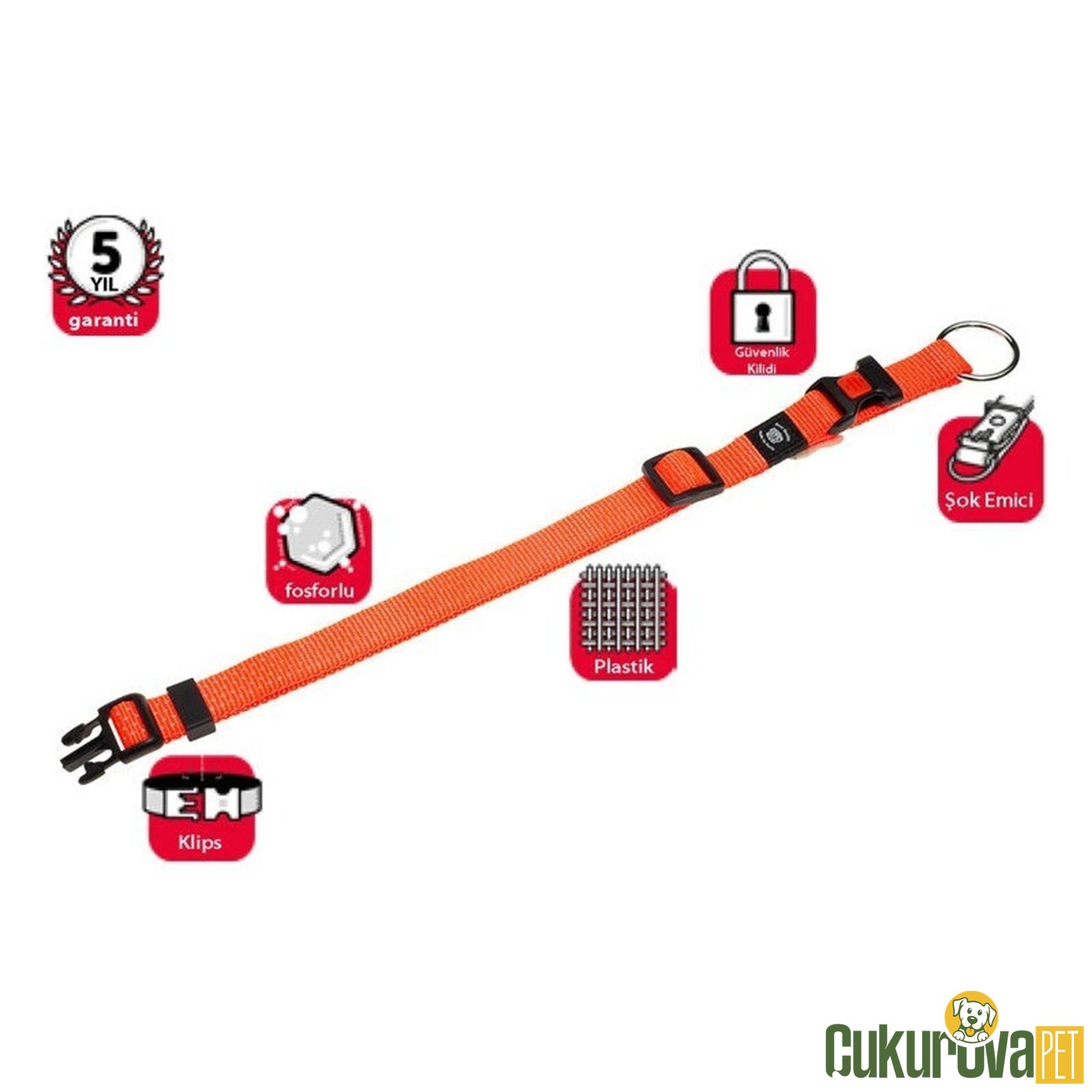 Karlie Köpek Boyun Tasması Turuncu - 40 - 55 Cm x 20 Mm