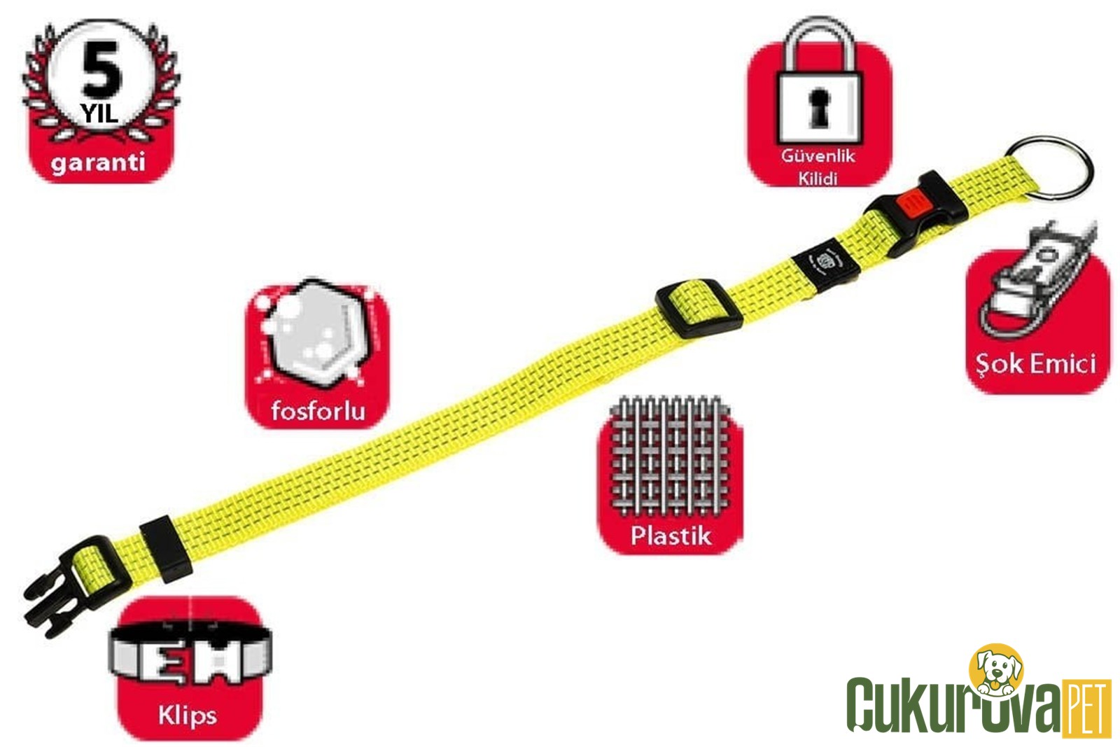 Karlie Köpek Boyun Tasması Sarı S - 30 - 45 Cm