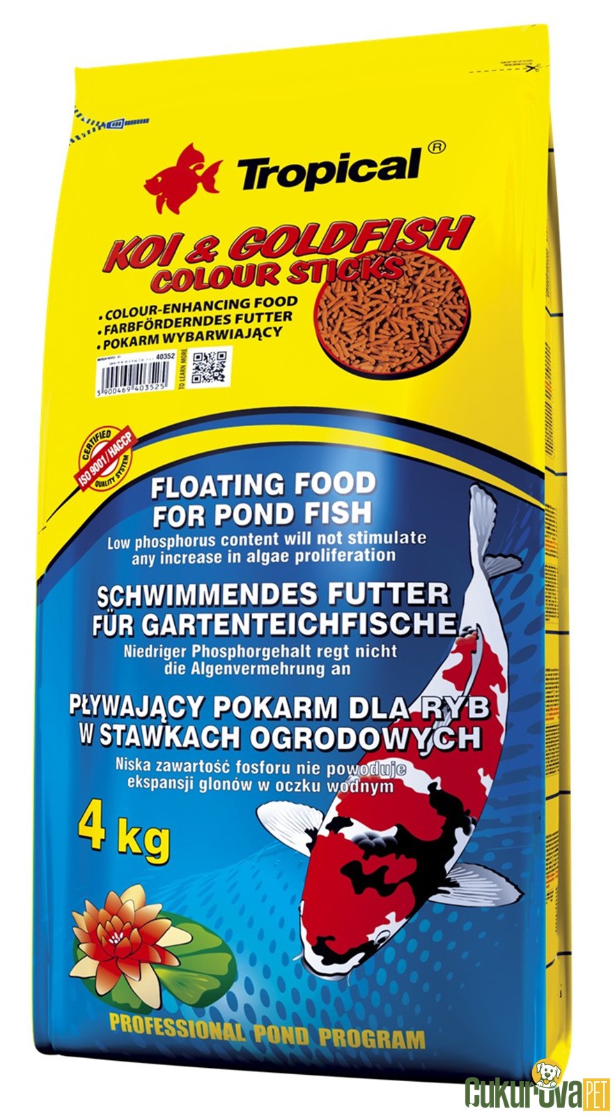 Tropical Koi & Goldfish Colour Sticks Yem 4 Kg