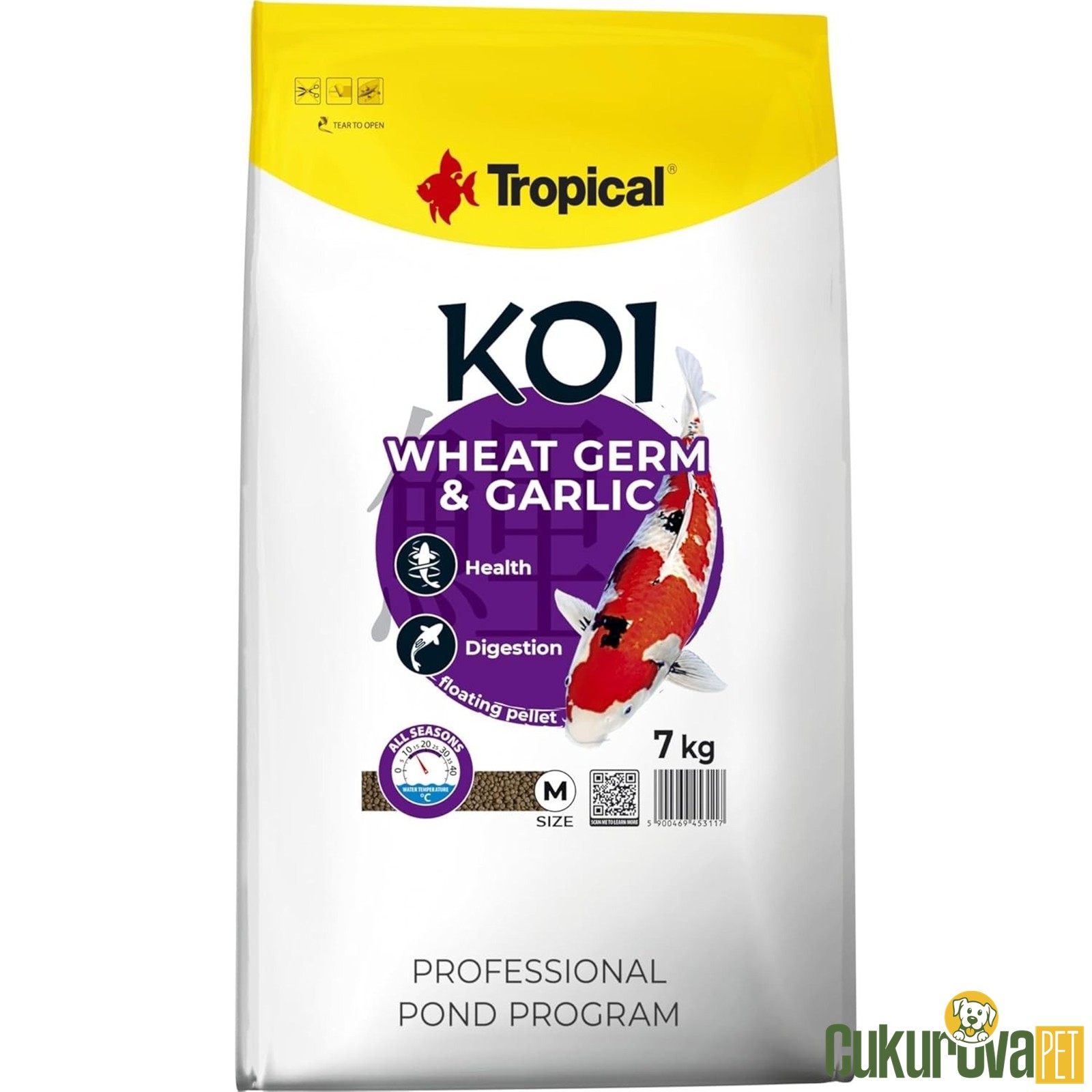 Tropical Koi Wheat Germ & Garlic Pellet Size M 7 Kg