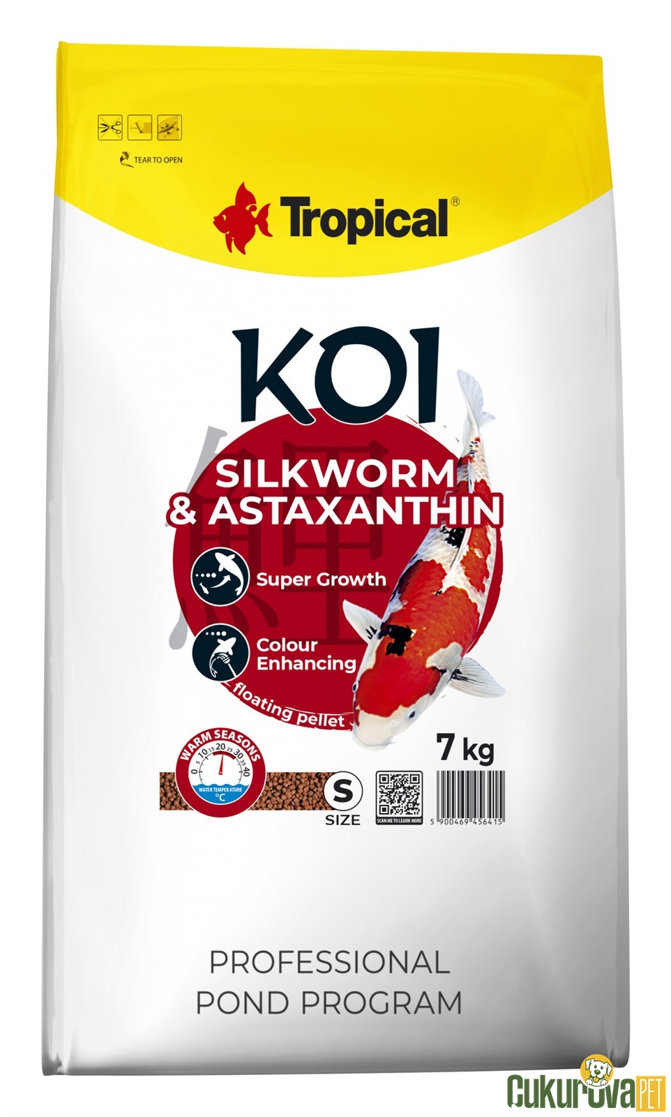 Tropical Koi Silkworm&Astaxanthin Pellet Size S Havuz Yemi 7 Kg