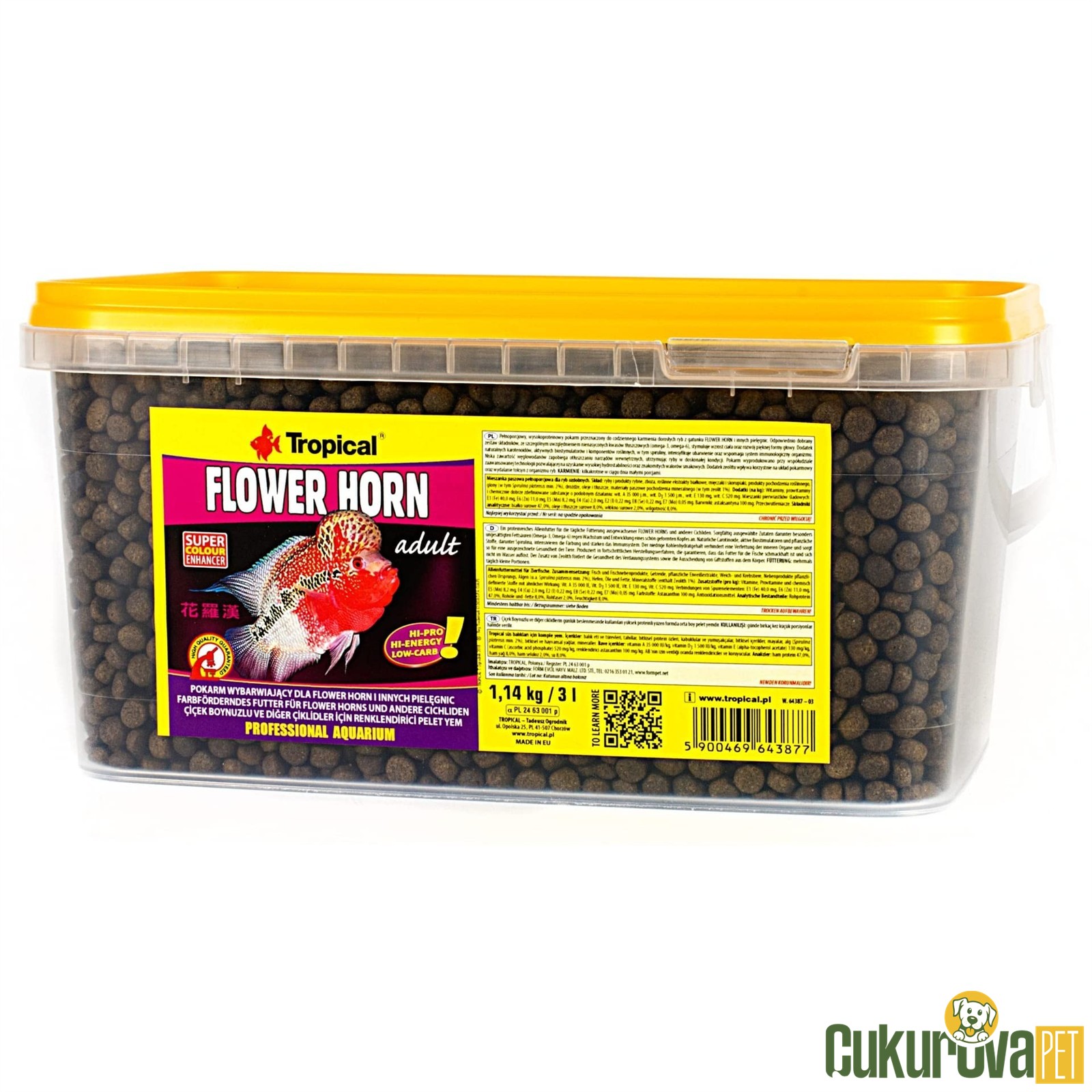 Tropical Flower Horn Adult Granül Yem 3 L - 1140 Gr