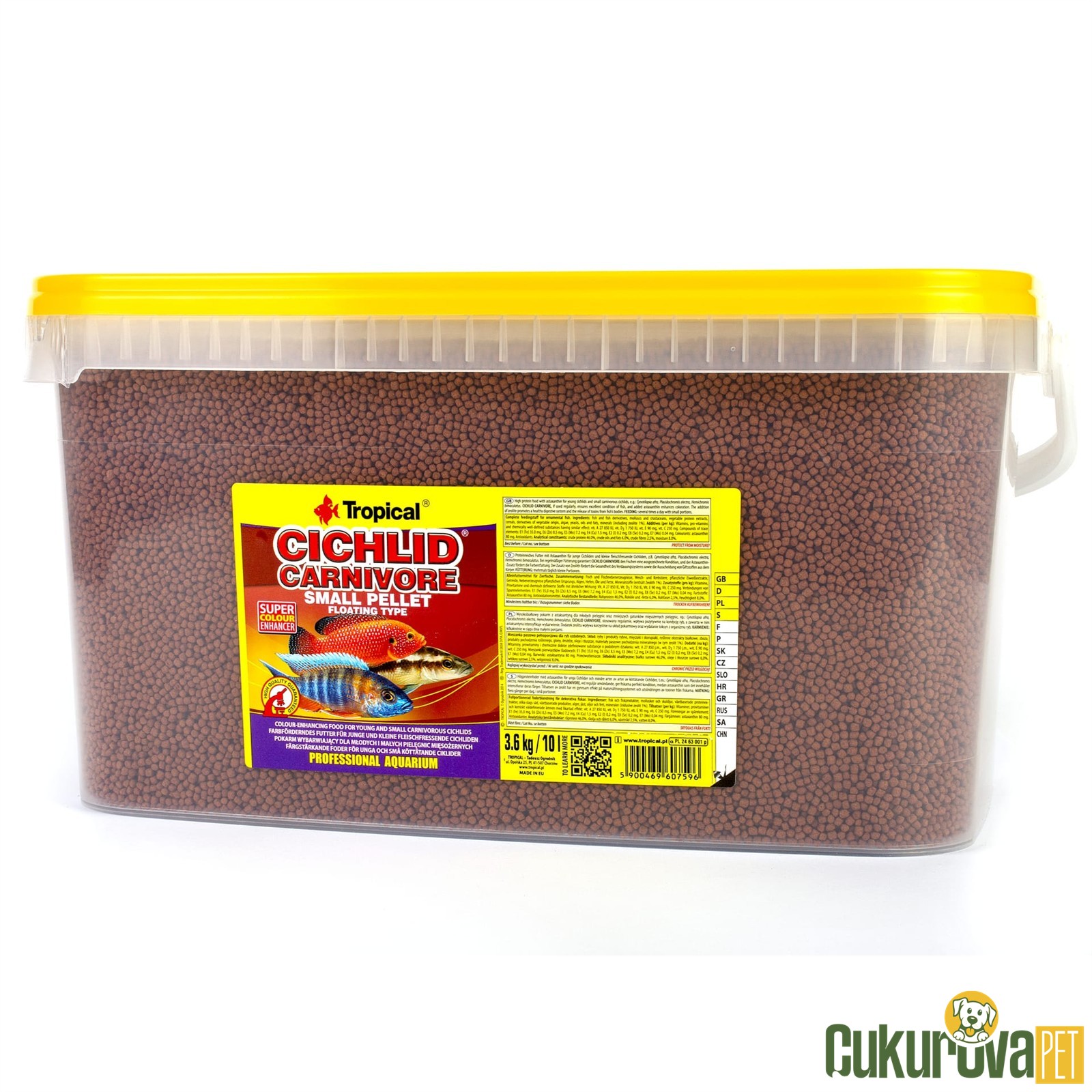 Tropical Cichlid Carnivore Small Pellet Granül Yem 10 L - 3.6 Kg