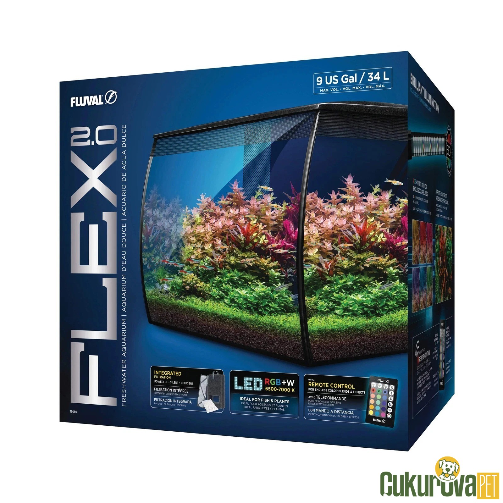 Fluval Flex 2.0 Akvaryum 34 L - Siyah