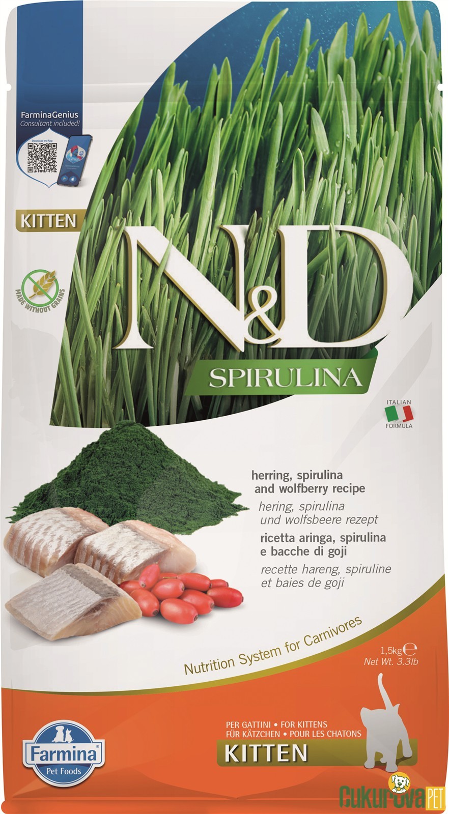 N&D Spirulina Kitten Ringa Balıklı Ve Sprirulinalı Yavru Kedi Maması 1.5 Kg