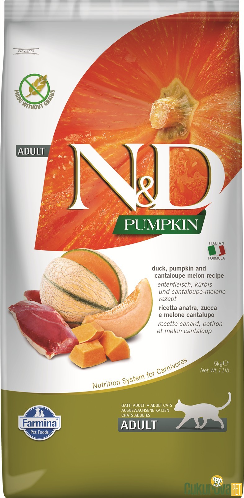 N&D Pumpkin Adult Ördek Etli Bal Kabaklı Ve Kavunlu Yetişkin Kedi Maması 5 Kg